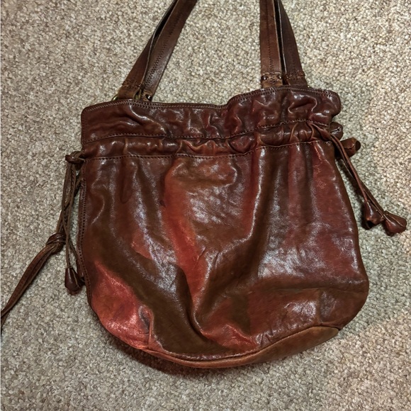 Vintage Y2K Lucky Brand Butterfly Leather shoulder bag Large brown - Picture 3 of 8